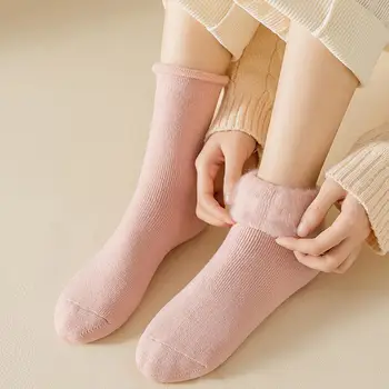 Зимние носки до середины икры, толстые теплые носки средней длины с защитой от скольжения на лодыжках, уютная эластичная зимняя обувь без запаха, женская