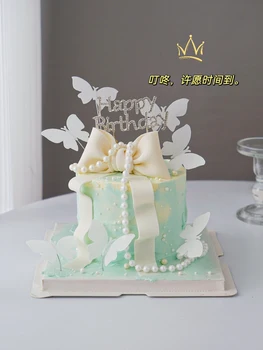 Искусственная Бабочка Принадлежности для украшения торта с Днем Рождения Золотые 3D Бабочки Для выпечки Кексов на свадьбу, Декор для десертов