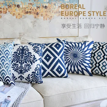Китайская классическая наволочка для дивана, вышитое полотенце, Винтажная наволочка, бело-голубая фарфоровая вышитая поясная наволочка