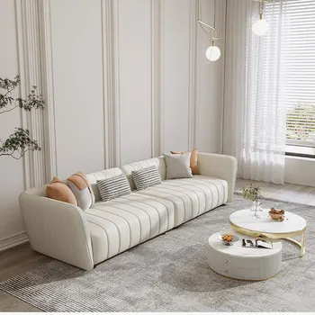 Кожаный диван Nordic Light с роскошной технологией для гостиной, минималистичная комбинация диванов