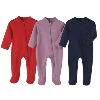 Комбинезон для новорожденных, детский Карманный Цельный комбинезон на пасхальных ножках, Детская Хлопчатобумажная пижама на молнии, Весенне-осенняя пижама с овсянкой