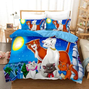 Комплект постельного белья Marie cat с героями мультфильмов, Прекрасная пара, королева, комплект постельного белья King Size Для детей, пододеяльник для девочек, наволочки