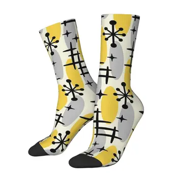 Красочные носки с геометрическими узорами в стиле космического серфера середины века с 3D-принтом для мальчиков и девочек до середины икры