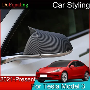 Крышка зеркала заднего вида автомобиля Звуковой сигнал заднего хода 2 шт./компл. Сажа для Tesla Модель 3 2021 2022 2023 Аксессуары для украшения автомобиля