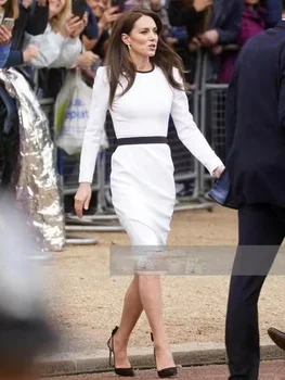 Летнее платье в стиле принцессы Кейт, Новинка, Высококачественная женская модная дизайнерская вечеринка знаменитостей, Великолепное повседневное Элегантное Белое платье-карандаш