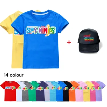 Летняя футболка для косплея НИНДЗЯ-шпионов + шляпа, пуловер, хлопковая одежда для отдыха, топы для мальчиков и девочек, Рождественский подарок, одежда для детей