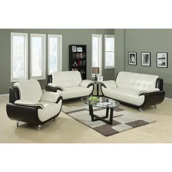 Мебель для гостиной со скидкой оптом Комплект диванов Modular1 на 2 и 3 места из воздушной кожи белого цвета, большой секционный диван