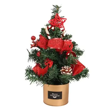 Мини-рождественская елка для стола 30 см / 11,8 дюйма Украшения из жестяной коробки Искусственная елка Звезда на верхушке дерева Рождественские украшения для декора стола