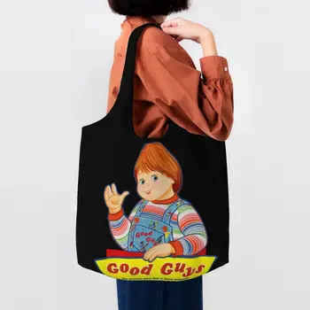 Модный принт Good Guys Chucky Art Tote, сумка для покупок, моющийся холст, сумка для покупок, детские сумки для кукол, сумка для фотографий