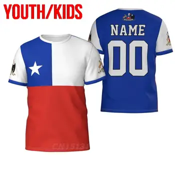 Молодежь Дети Пользовательское имя Номер Флаг страны Чили 3D футболки Одежда Футболка Футболки для мальчиков и девочек Топы Подарок на день рождения Размер США