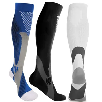 Мужские компрессионные носки, спортивные, пригодные для бега, перелета, повышения выносливости, женские высокие чулки, 1 пара