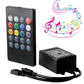Музыкальный ИК-контроллер с 20 клавишами 12-24 В 72 Вт 38 кГц, черный звуковой датчик, пульт дистанционного управления для светодиодной ленты RGB, лампа для ног, автомобильная лампа окружающего света