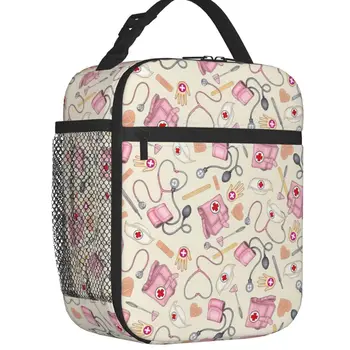 Мультяшная изолированная сумка для ланча с изображением медсестры для женщин, портативный кулер, термосумка для ланча, офисная работа, школа