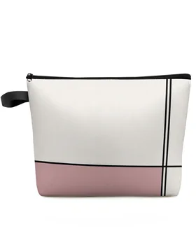 Мясно-розовые Абстрактные геометрические художественные линии, женские косметички, чехлы, женская сумка для хранения на молнии, женские дорожные маленькие сумочки