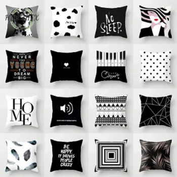 Наволочка в современном стиле, черно-белая наволочка с геометрическим портретом, подушка для дома, автомобиля, офиса, декоративные подушки для дивана