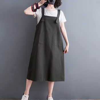 Новое поступление 2023 года, Свободное летнее платье без рукавов, уличная мода в корейском стиле, платье Mori Girl's на подтяжках, женское повседневное платье миди