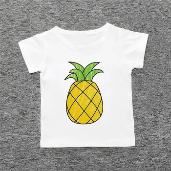 Новый выпуск последней летней футболки 2019 года, детская футболка с фруктовым принтом ананаса для девочек, Кавайный топ с круглым вырезом, футболка для мальчиков