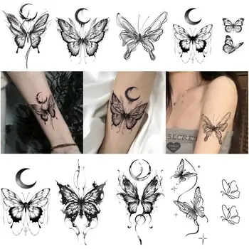 Одноразовая сексуальная татуировка в виде бабочки на ключицах для девушек, водонепроницаемая наклейка в виде бабочки с сексуальной татуировкой интернет-знаменитостей, стойкая наклейка в виде бабочки