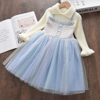 Осеннее детское платье Melario для девочек, зимнее вязаное платье-свитер, детская одежда, детская одежда с принтом Для маленьких девочек, сетчатые вечерние платья для девочек