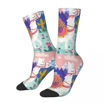 Осень-зима Harajuku Мужские Женские носки в этническом стиле из альпаки с милыми мультяшными животными, дышащие баскетбольные носки