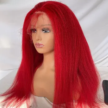 Парики из красных человеческих волос, кудрявые прямые парики с кружевом спереди Для женщин, Бразильский парик из человеческих волос, полностью кружевной парик с искусственным париком