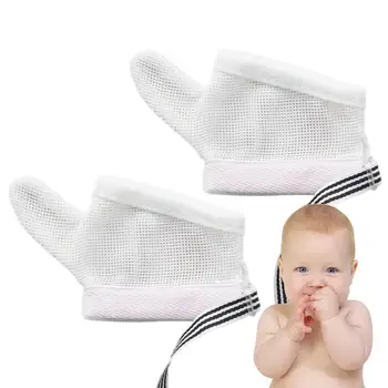 Перчатки для новорожденных, Защита от съедания рук, Защита от захвата лица, Перчатка, Детская Варежка, Защита для большого пальца, Детские Сетчатые Перчатки