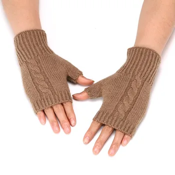 Перчатки на полпальца Handschoenen для женщин, зимние Мягкие теплые шерстяные рукавицы для вязания, короткие Теплые варежки без пальцев, унисекс