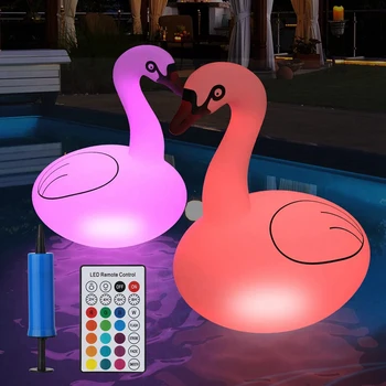 Плавающий Бассейн Освещает Swan RGB Dimmable Солнечными Огнями Swan Pool Водонепроницаемые Надувные Фонари для Свадебного Декора Во Дворе Бассейна