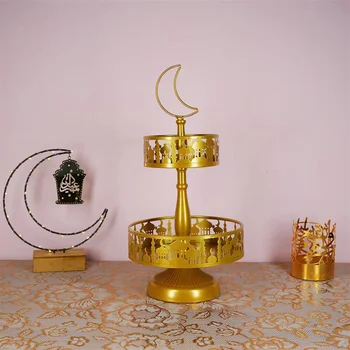 Подставка для конфет Украшения для домашнего декора Тематическое оформление праздника Ид Рамадан Фруктовый Десертный поднос Двойная подставка для торта Исламская Мусульманская вечеринка
