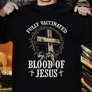 Полностью вакцинирован Кровью Иисуса, Вера христиан, Надежда, Крест Спасителя, рубашка с длинными рукавами