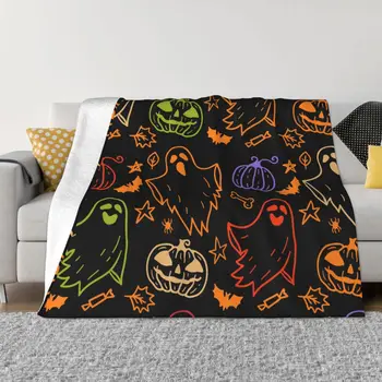 Портативные теплые одеяла Halloween Dark Ghost для путешествий с постельными принадлежностями
