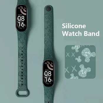 Ремешок для Часов С 3D-Принтом Для Xiaomi Mi Band 8 7 6 Силиконовый Браслет Ремешки Для Наручных Часов MiBand 4 3 band5 band6 Сменный Ремень