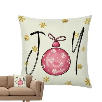 Рождественская льняная наволочка Чехол для диванной подушки с дизайном для Рождественской вечеринки, Розовое праздничное украшение с принтом, наволочка для подушки