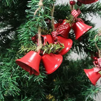 Рождественские подвески с двойной трубой, милый маленький металлический колокольчик, подвесные украшения для рождественской елки для украшения новогодней вечеринки