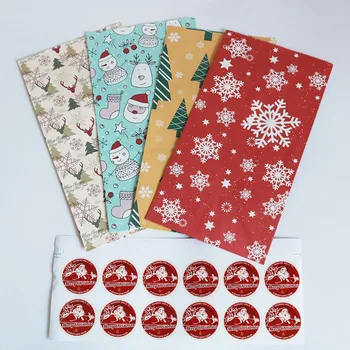Рождественский бумажный пакет, коробка для попкорна с рисунком Снеговика и оленя, Крафт-бумажные пакеты для еды, украшения для Рождественской вечеринки 24 шт. /лот