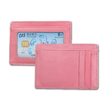 Роскошный Тонкий кошелек из натуральной кожи с RFID-блокировкой, держатель для кредитных ID-карт, кошелек для денег, чехол для мужчин и женщин, держатель для карт с окошком ID