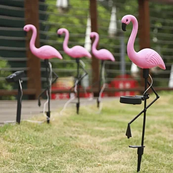 Светодиодная лампа Flamingo на солнечной батарее для газона, уличный садовый светильник на солнечной энергии, водонепроницаемая дорожка во дворе, декоративные светильники для дорожки во внутреннем дворике
