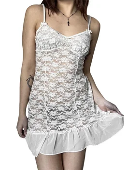 Сексуальное кружевное облегающее платье с прозрачной спинкой и глубоким вырезом на запах для вечеринок и клубной одежды Y2K