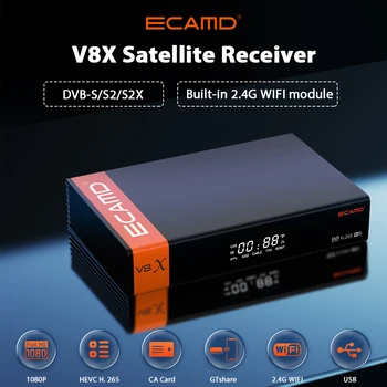 Спутниковый ресивер ECAMD V8X, DVB-S/S2 / S2X, ACM, многопоточный, встроенный 2.4G WiFi, Поддержка CA-карты V8 Nova для обновления ecam Mars V8X