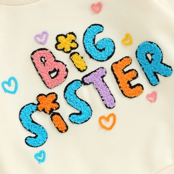 Старшая сестра, подходящая одежда для младшей сестры, комбинезон для новорожденных девочек, толстовка с надписью, осенняя одежда