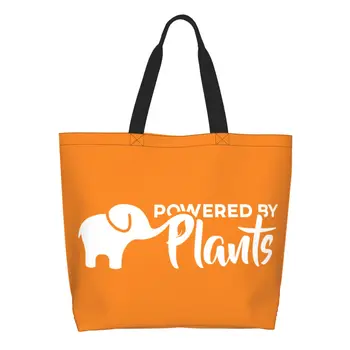 Сумки для покупок Vegan Elephant из парусины с кавайным принтом, сумки для покупок через плечо, переносные сумки от Plants Большой емкости