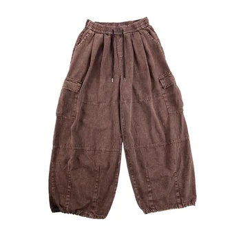 Уличный свободный комбинезон Daddy с широкими штанинами, Осенне-зимний Новый тренд Ins, модные винтажные повседневные брюки Harajuku, брюки