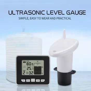 Ультразвуковой датчик уровня воды в резервуаре для воды с дисплеем температуры, передатчиком-приемником сигнала тревоги времени, устройством для измерения глубины жидкости