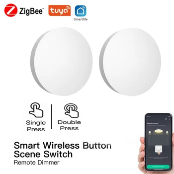 Умный беспроводной кнопочный переключатель сцены Tuya ZigBee Smart Linkage Smart Switch с питанием от батареи и приложением Smart Life Zigbee Работает