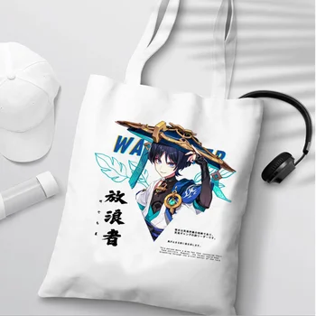 Хозяйственная сумка Genshin Impact Scaramouche bolsa shopper джутовая сумка для покупок сумка для продуктов boodschappentas ткань sacola тканый захват