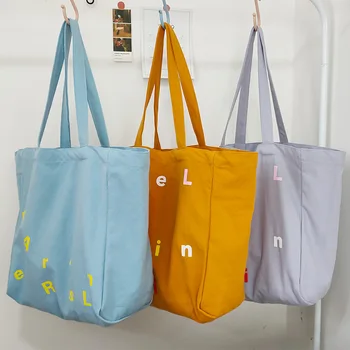 Холщовая сумка через плечо с буквенным принтом, женская модная студенческая сумка в корейском стиле большой емкости