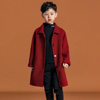 Шерстяные пальто для мальчиков, куртки Plus Thicken 2024, Привлекательная теплая бархатная зимняя хлопковая высококачественная детская одежда