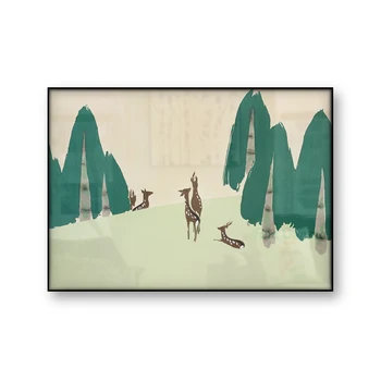 Японский художественный плакат Олень из Момойогуса Цветы ста поколений Камисака Секка Лесной пейзаж Печать на холсте настенное искусство