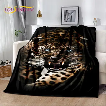 3D Мультяшное животное Леопард Гепард Плюшевое одеяло, фланелевое одеяло, покрывало для гостиной, спальни, кровати, дивана, офисного чехла, детей