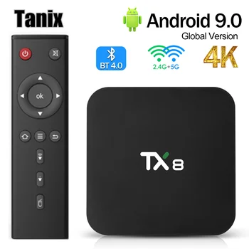 TANIX TX8 Android 9,0 Smart TV BOX Rockchip RK3318 4 ГБ ОЗУ 64 ГБ ПЗУ USB3.0 BT AV1 2,4 G/5G Wifi 4K HD Медиаплеер телеприставка